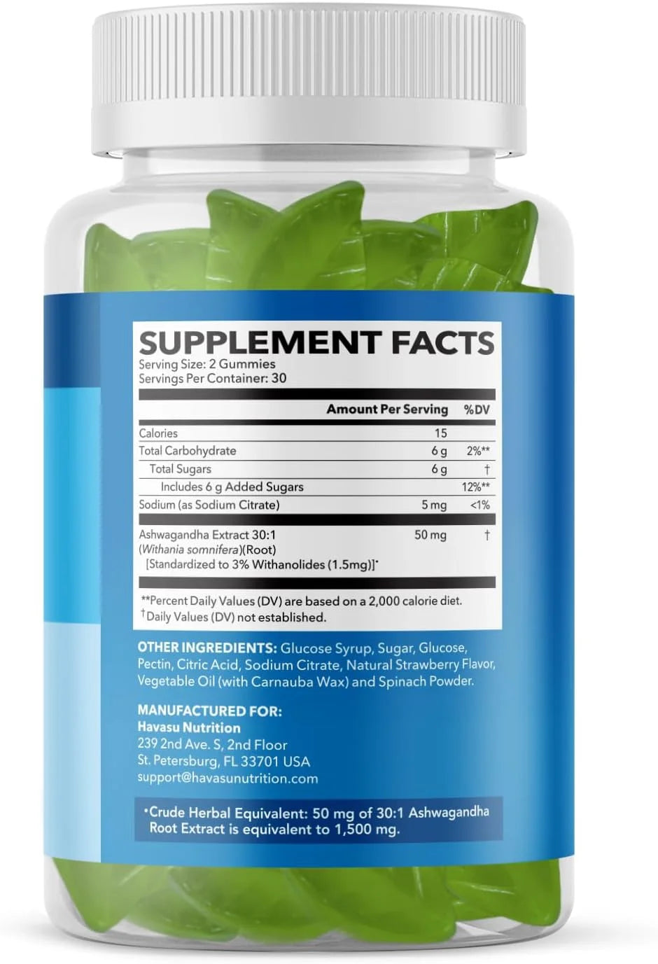 Havasu Ashwagandha Gummies, Stress Relief for Adults, Vegan Ashwagandha Gummies, 1500Mg, 60 Ct